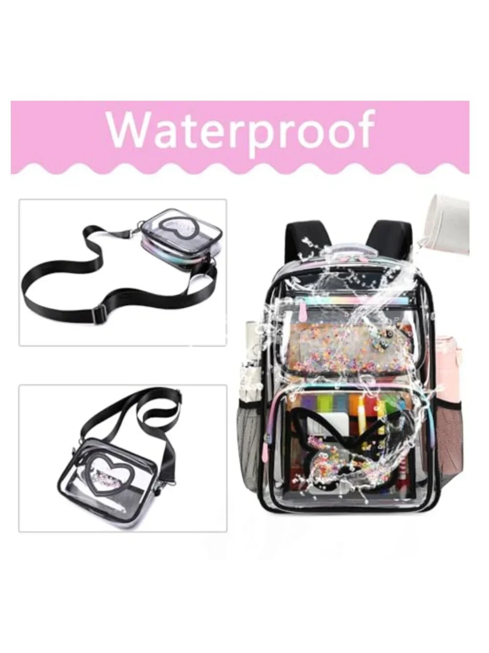 Clear Backpack for Girls Kids Heavy Duty See Through School Bag Stadium Approved